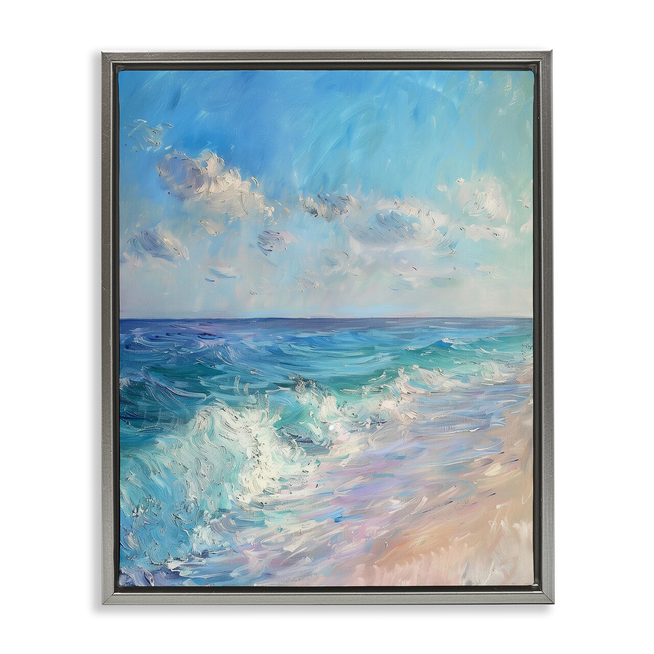 Stupell Industries Soft Ocean Beach Floater Framed Canvas Wall Art Design by LSR Design Studio